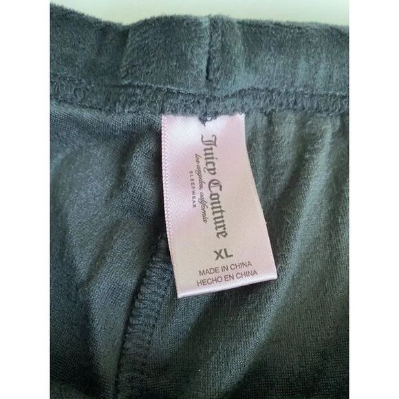 Juicy Couture Pj Set Women’s XL Black Velvet Shorts Lounge JC5285A Rhinestones - Picture 5 of 10